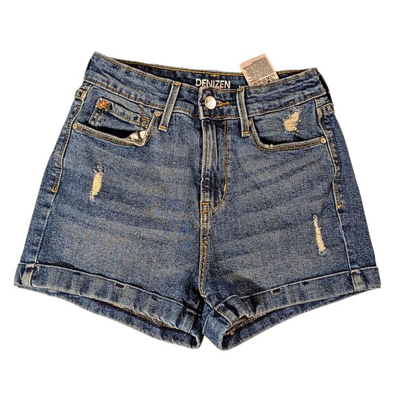 DENIZEN Levi’s Mom Shorts - Distressed - Size 0 - Waist 24 - Picture 1 of 9